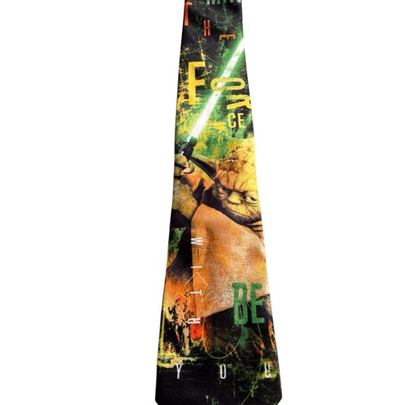 Star Wars Yoda Tie Men One Size Lightsaber Print Geek Chic Academic Preppy - Picture 3 of 7